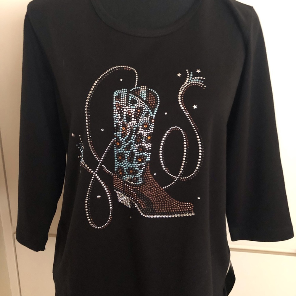 Western bling top - embellished boot design.